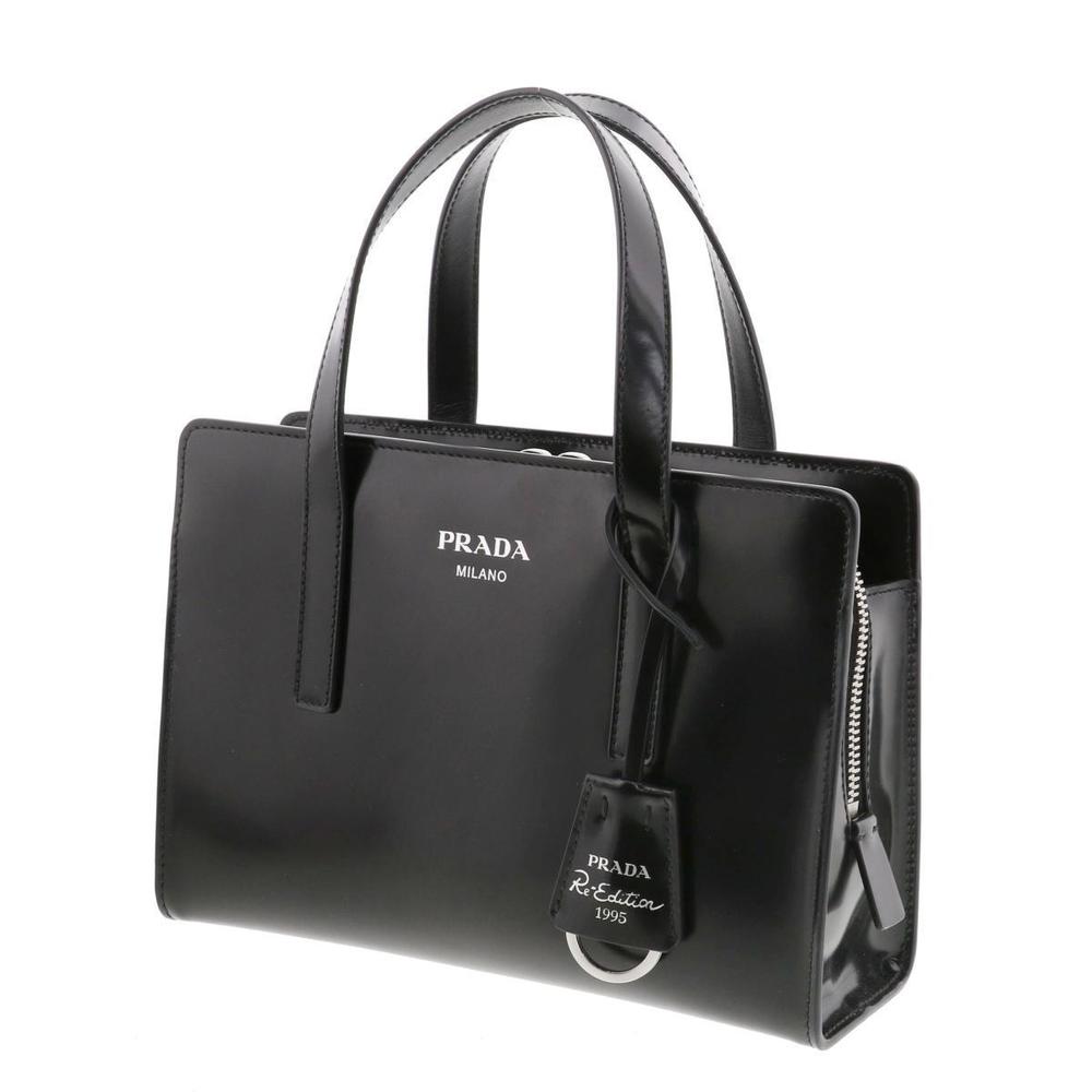 Prada Blushed Handbag Mini Leather Black Re-Edition